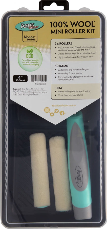Axus Blonde 100% Natural Wood Mini Roller Kit 4"