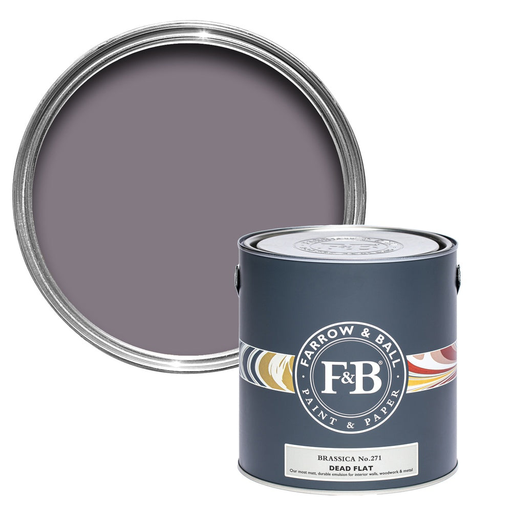 Farrow & Ball Brassica 271 paint tin and colour swatch