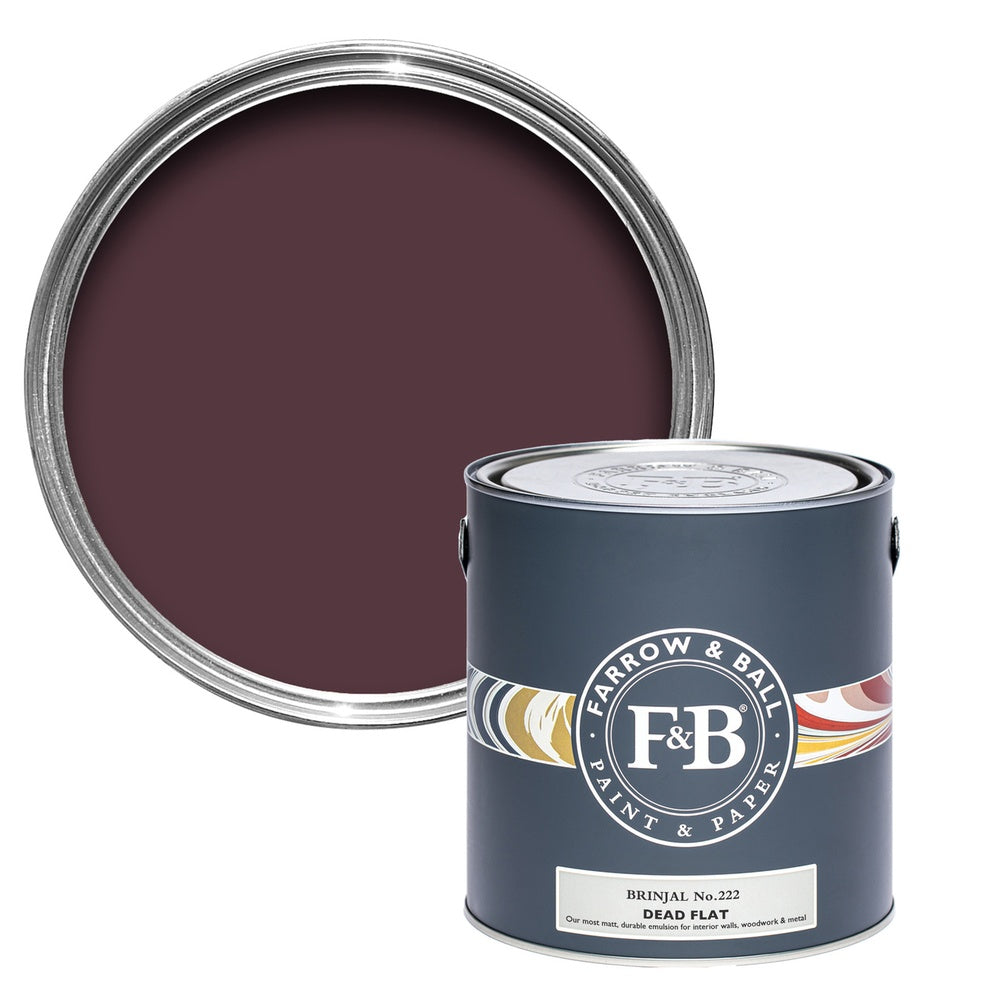 Farrow & Ball Brinjal 222 paint tin and colour swatch