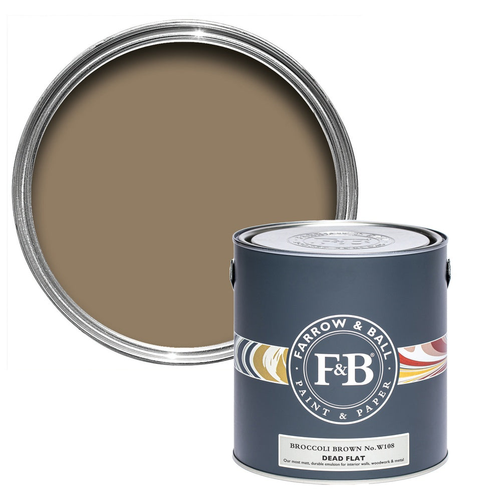 Farrow & Ball Broccoli Brown 198 paint tin and colour swatch