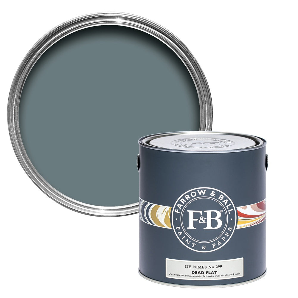 Farrow & Ball De Nimes 299 paint tin and colour swatch
