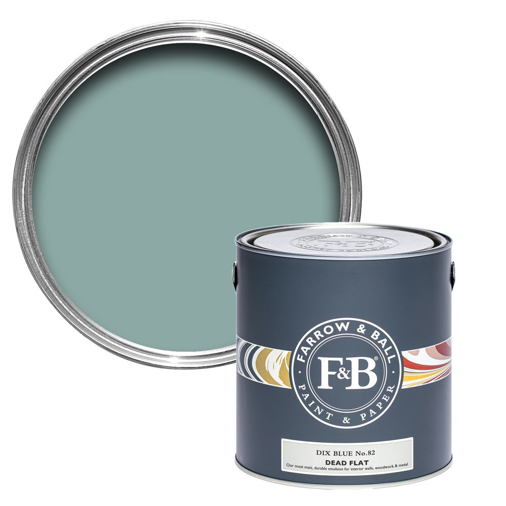 Farrow & Ball Dix Blue 82 paint tin and colour swatch