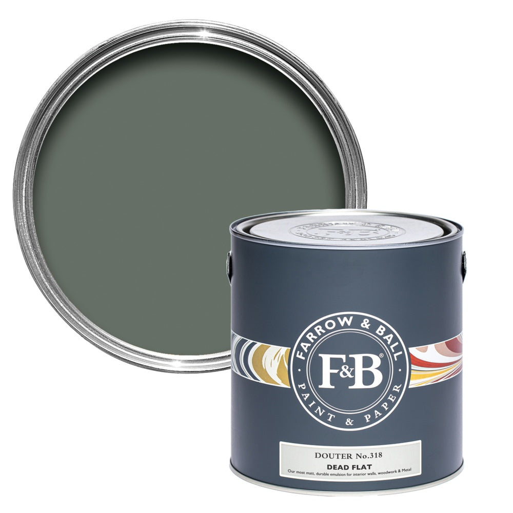 Farrow & Ball Douter 318 paint tin and colour swatch