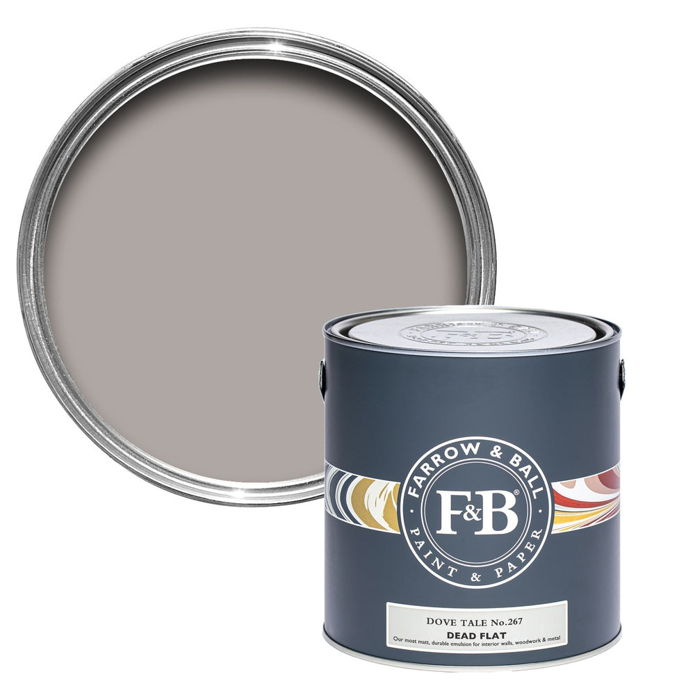 Farrow & Ball Dove Tale 267 paint tin and colour swatch