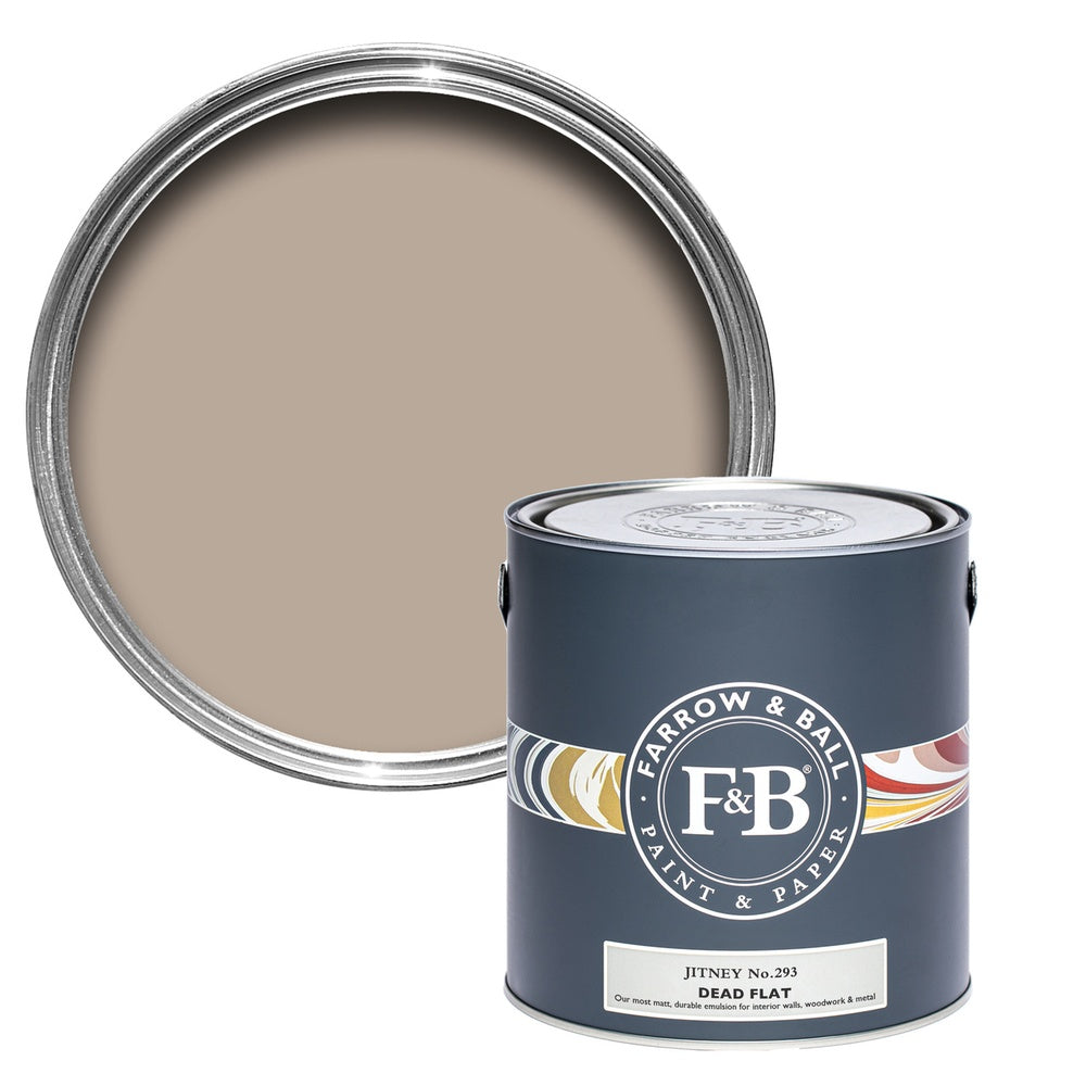 Farrow & Ball Jitney 293 paint tin and colour swatch