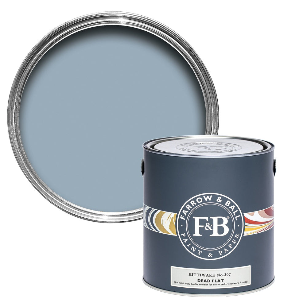 Farrow & Ball Kittiwake 307 paint tin and colour swatch