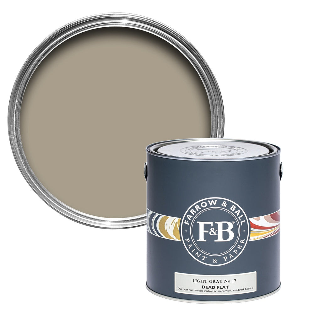 Farrow & Ball Light Gray 17 paint tin and colour swatch
