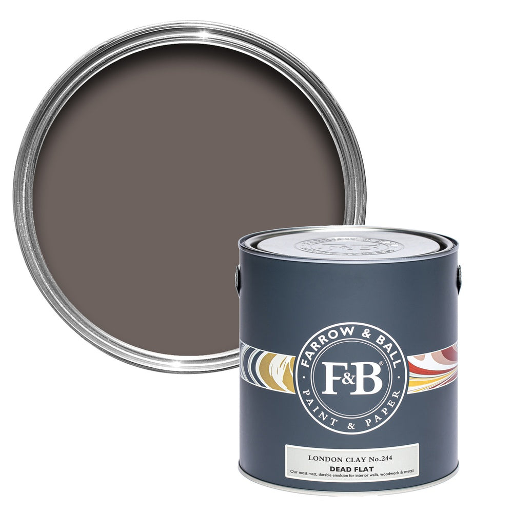 Farrow & Ball London Clay 244 paint tin and colour swatch