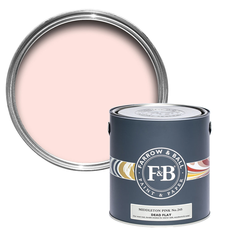 Farrow & Ball Middleton Pink 245 paint tin and colour swatch