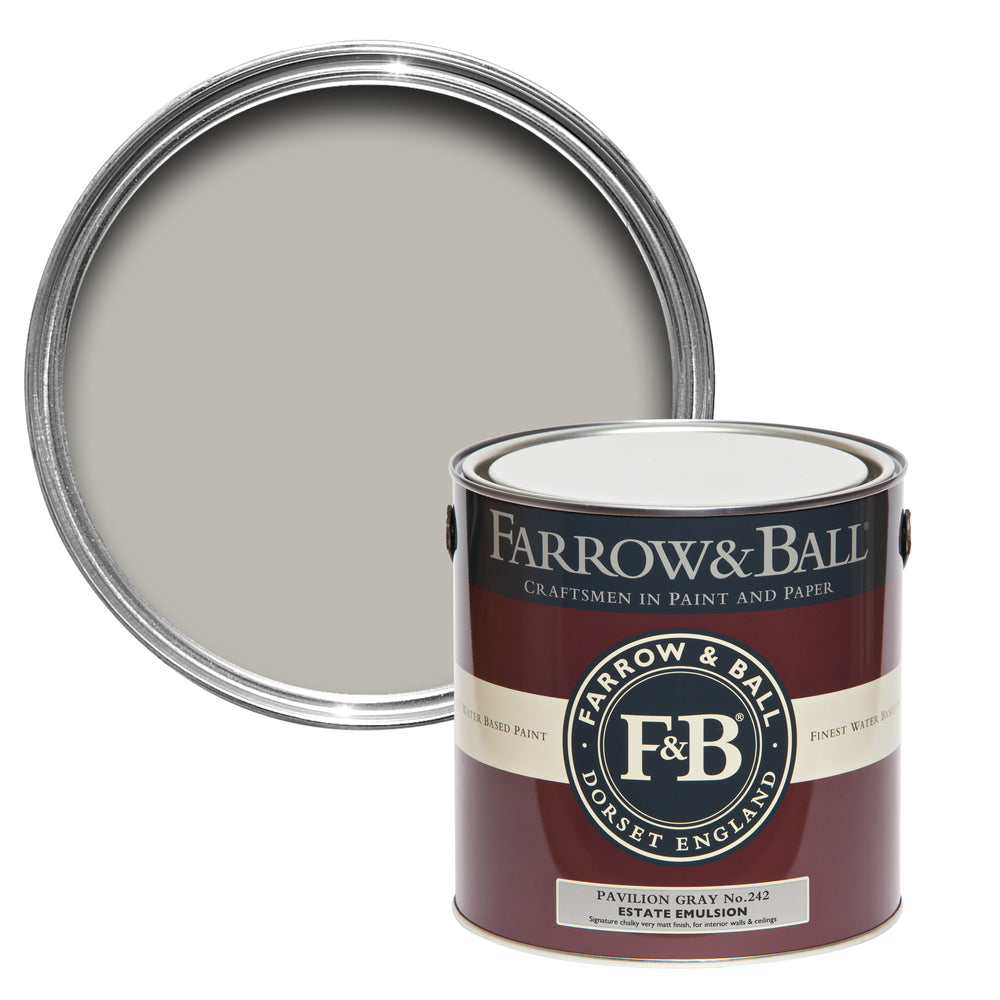 Farrow & Ball Pavilion Gray 242 paint - colour swatch photo by Decor Express