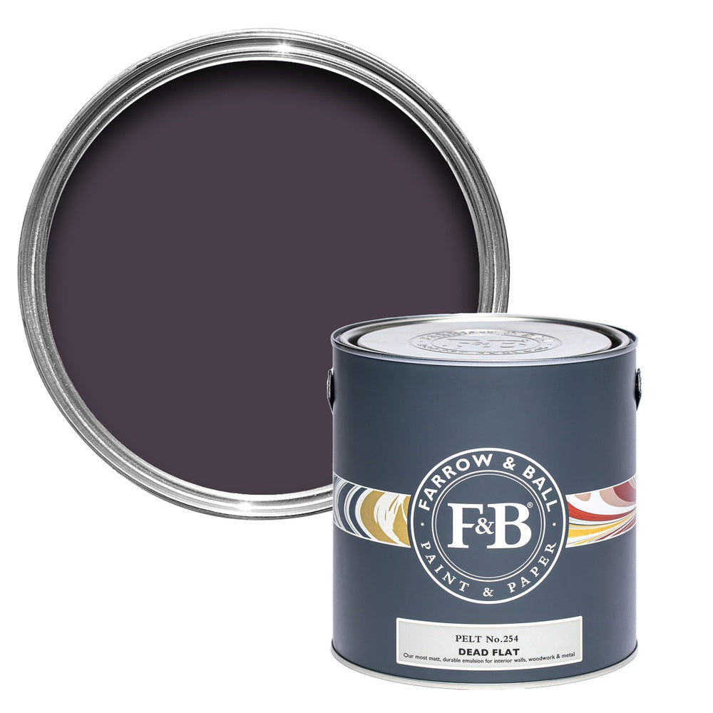 Farrow & Ball Pelt 254 paint tin and colour swatch