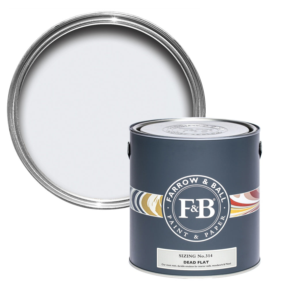 Farrow & Ball Sizing 314 paint tin and colour swatch