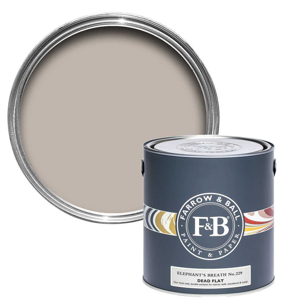 Farrow & Ball Estate Eggshell Elephants Breath 229 | OUTLET paint tin and colour swatch
