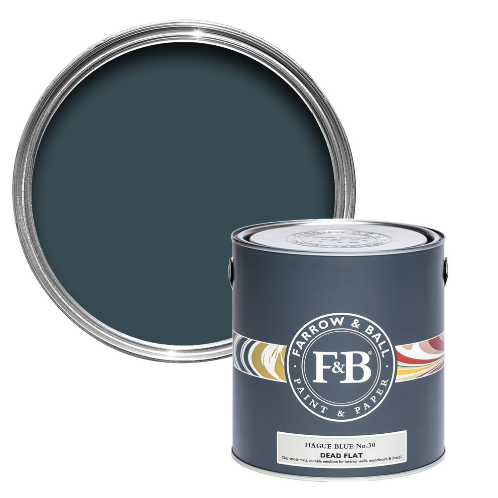 Farrow & Ball Estate Eggshell Hague Blue 30 2.5L | OUTLET paint tin and colour swatch