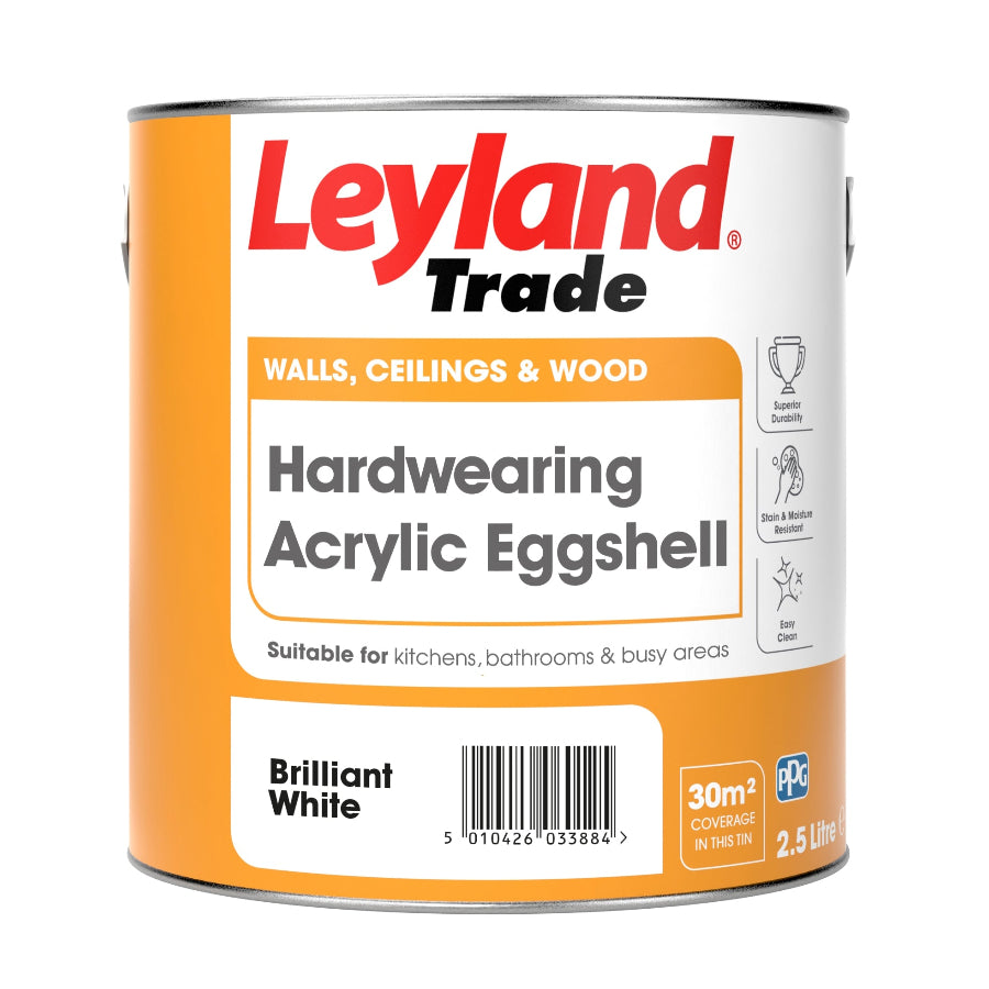 Leyland Trade Acrylic Eggshell Brilliant White Leyland SDM