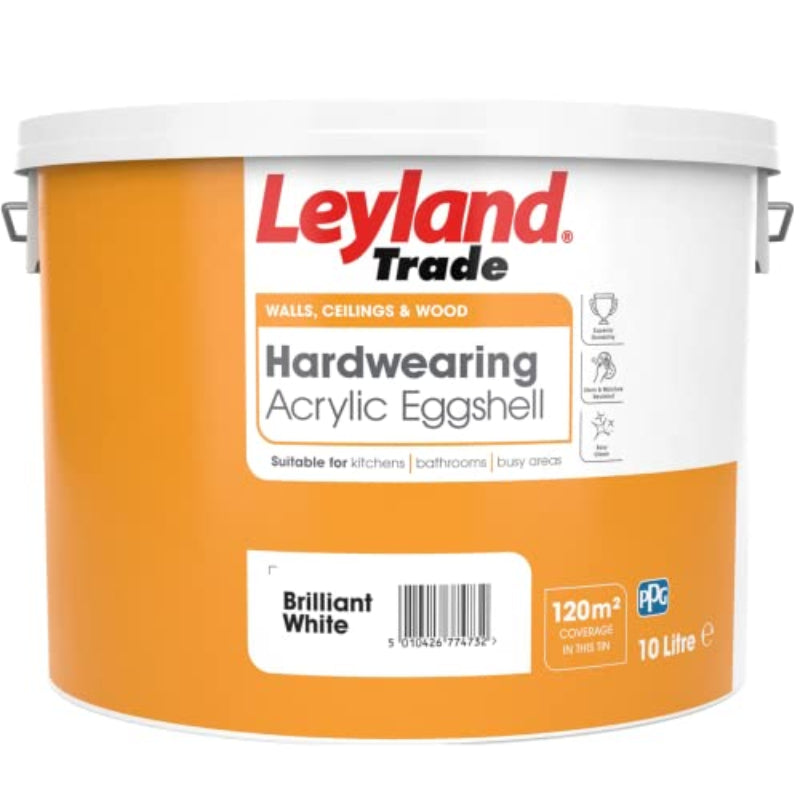Leyland Trade Hardwearing Acrylic Eggshell Brilliant White 10L