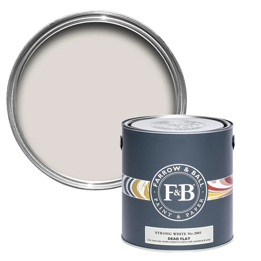 Farrow & Ball Estate Eggshell STRONG WHITE 2001 5L | OUTLET paint tin and colour swatch