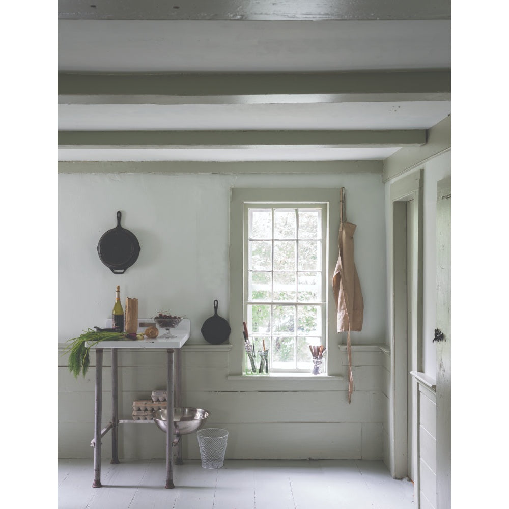 Farrow & Ball Shadow White No.282 and Drop Cloth No.283 paint in a lifestyle setting