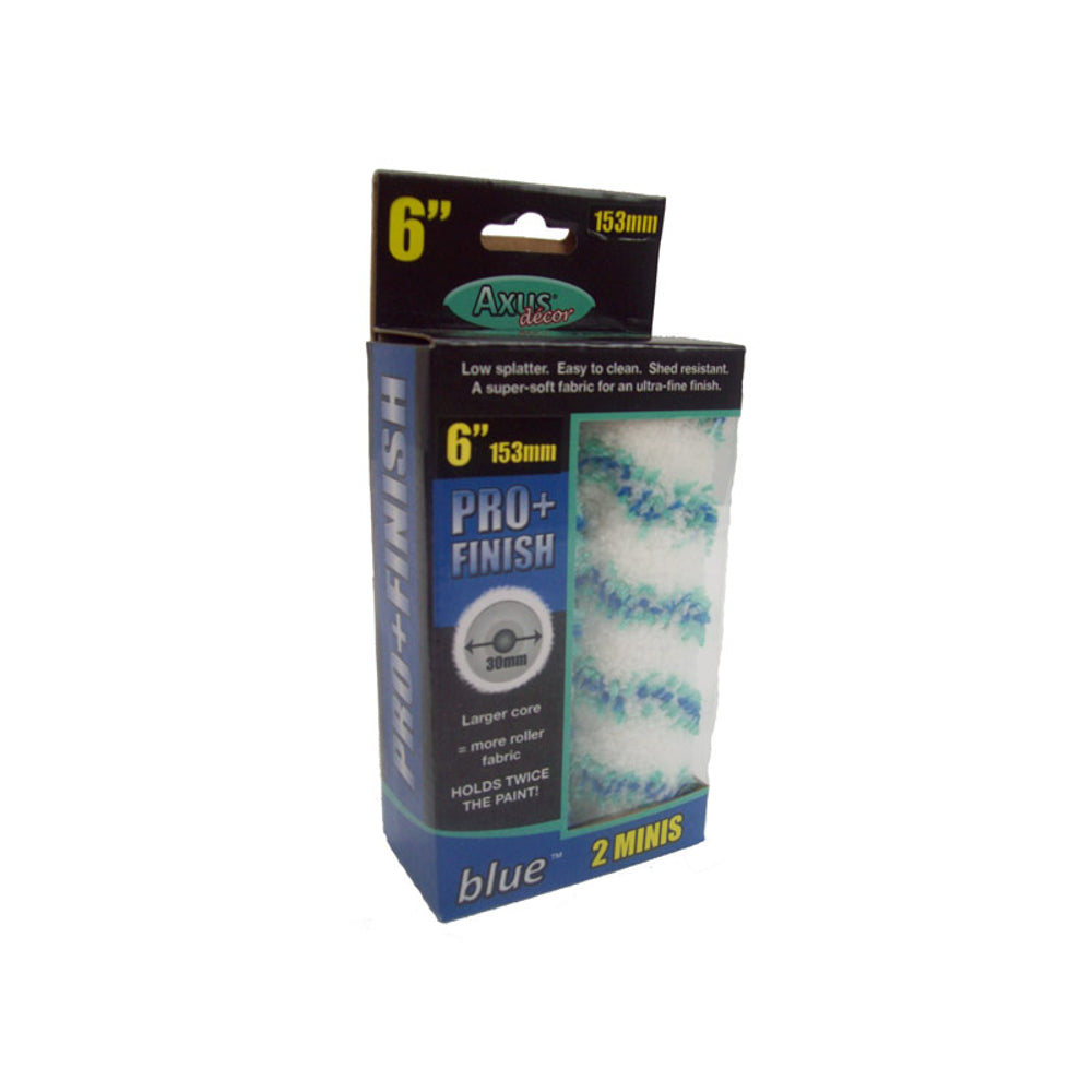 Axus Blue Pro-Finish Medium Pile Roller 6in Pack of 2 – full product on white square background