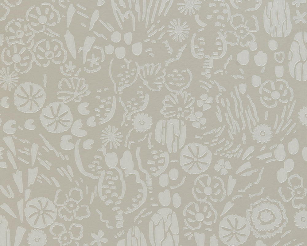 Farrow & Ball Atacama Wallpaper BP 5801 – pattern swatch (Purbeck Stone and Ammonite)