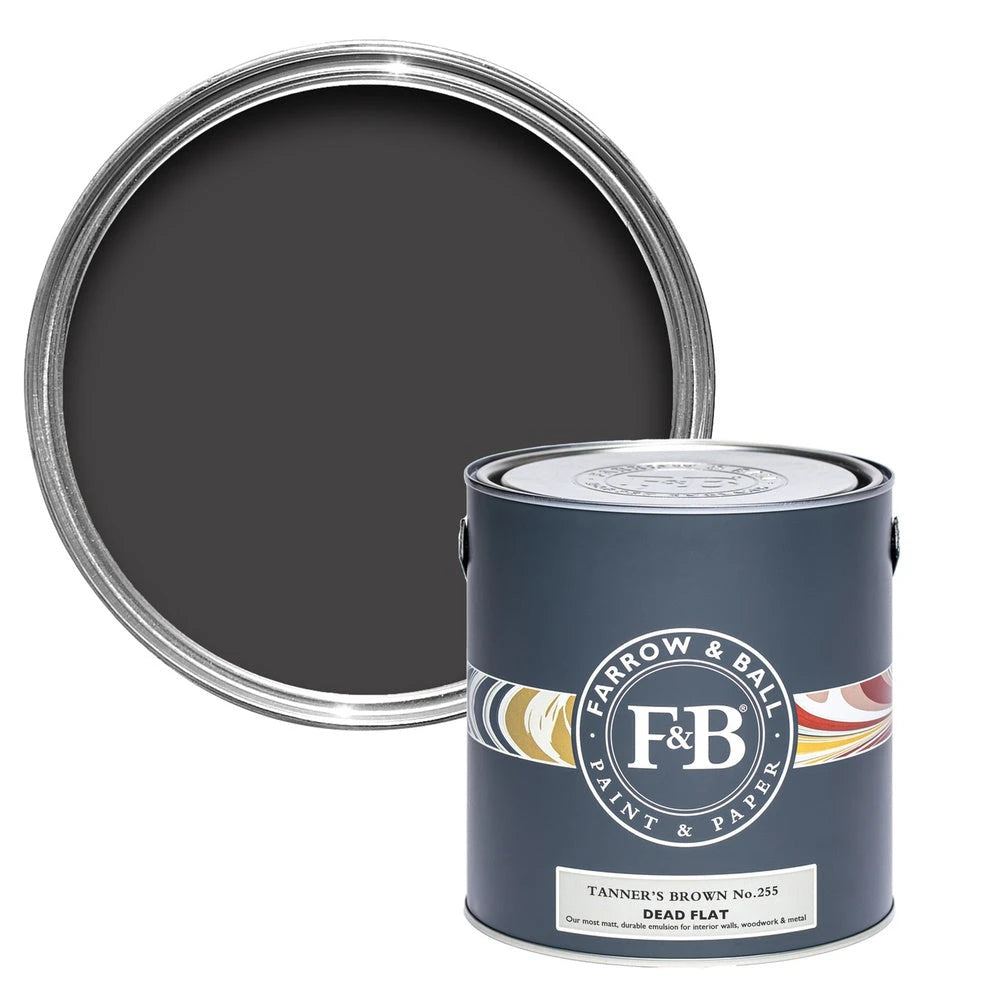 Farrow & Ball Tanners Brown 255 paint tin and colour swatch