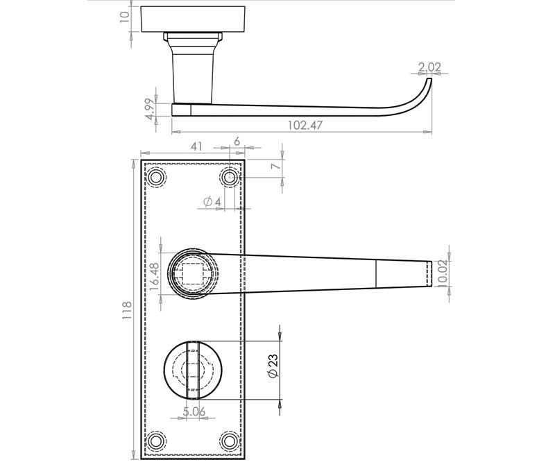 Victorian Straight Door Handle on Privacy Plate Polished Chrome JV31PRPC