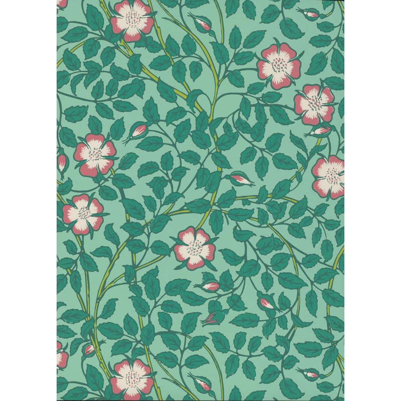 Little Greene Briar Rose wallpaper in Green Verditer