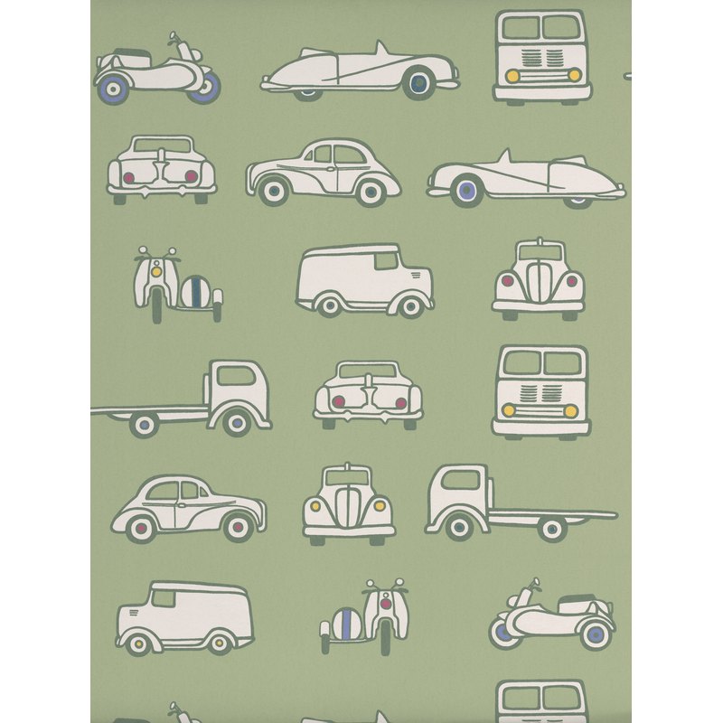 Little Greene Road Trip wallpaper in Pea Green