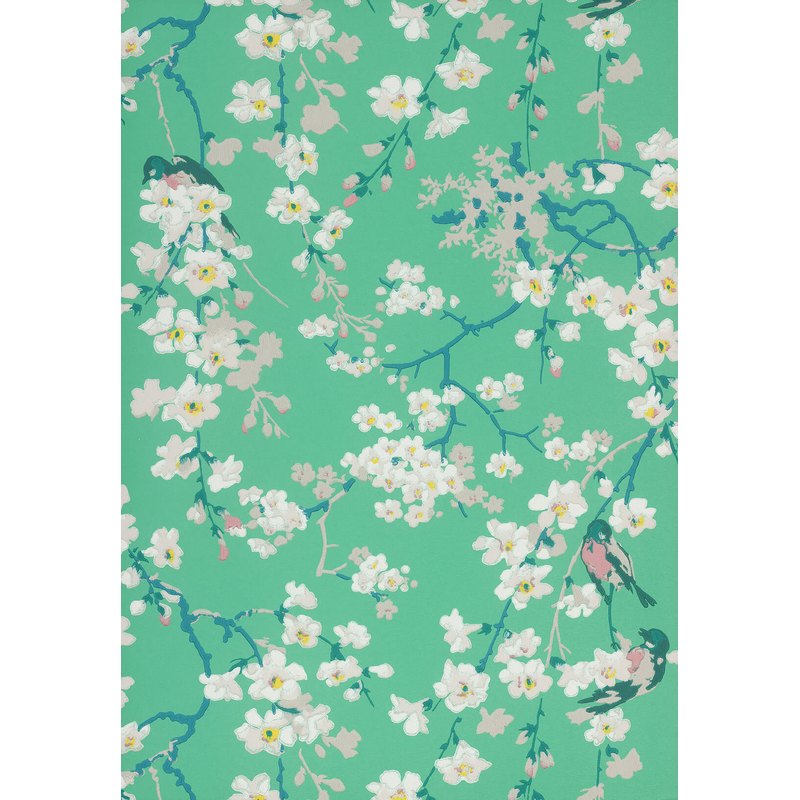 Little Greene Massingberd Blossom wallpaper in Verditer