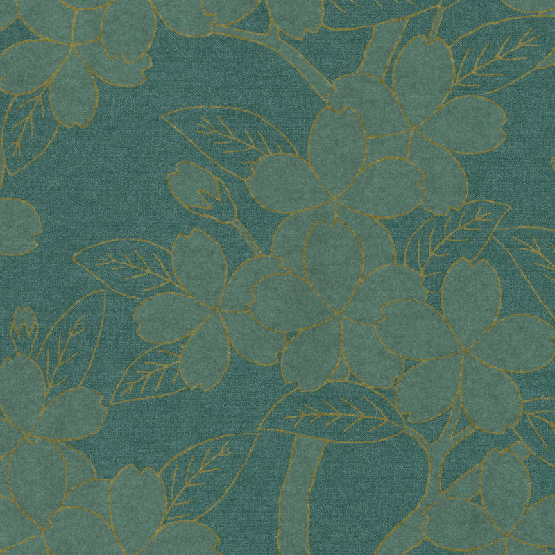 Little Greene Camellia wallpaper in Teal
