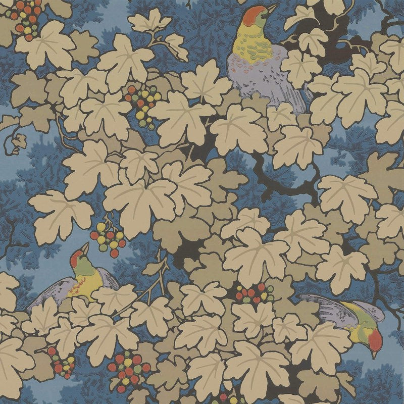 Little Greene Vine wallpaper in Bleu