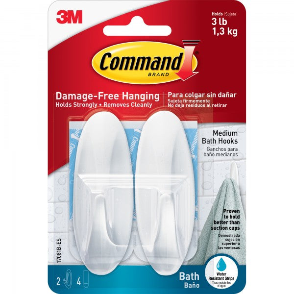 Medium Bath Hooks White