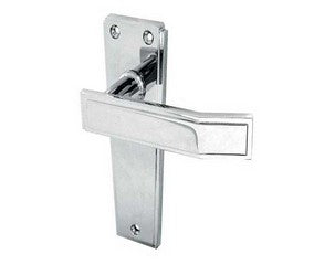 Frelan Art Deco Door Handle On Backplate - Polished Chrome