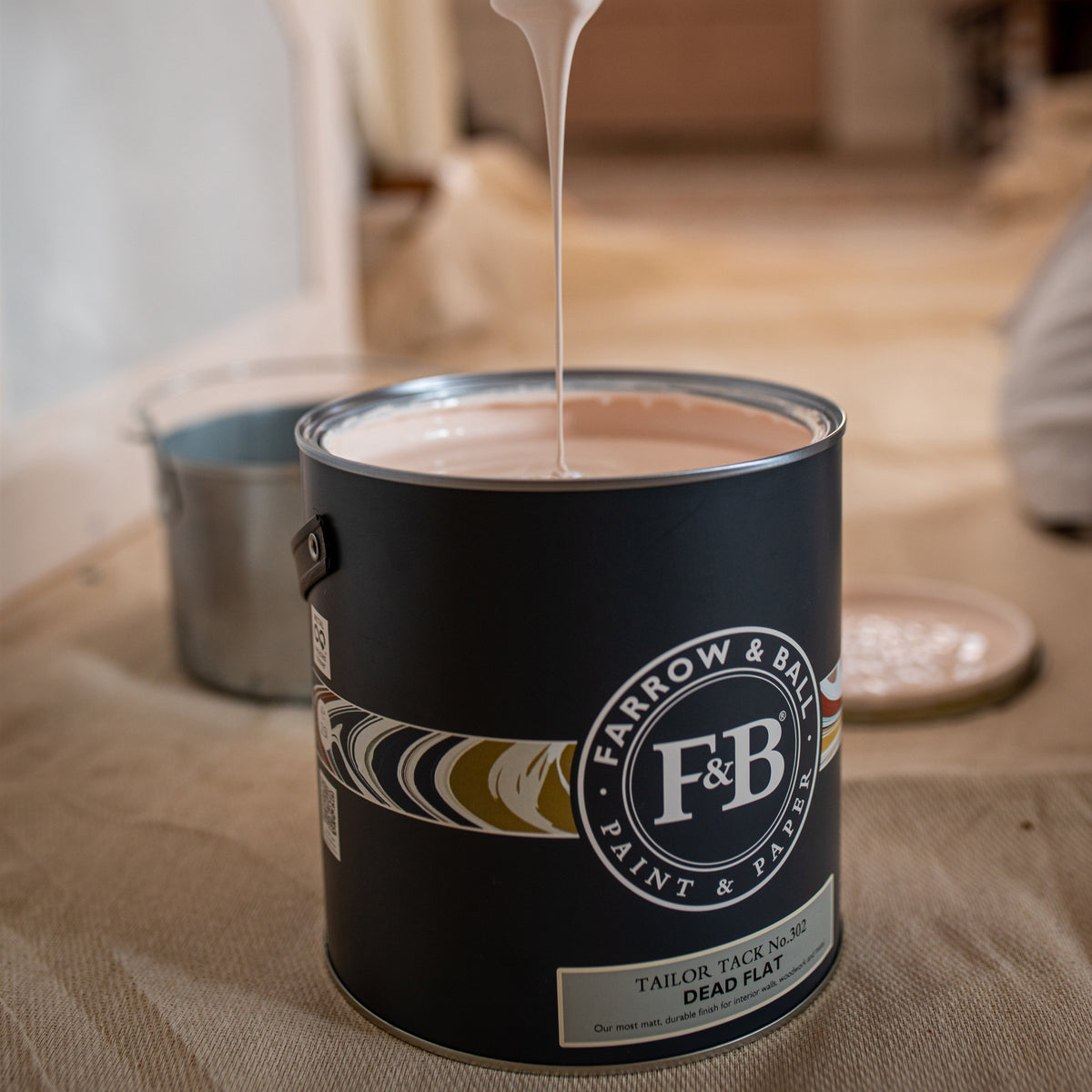 Farrow and Ball Dead Flat multi-surface ultra-matt paint in an interior