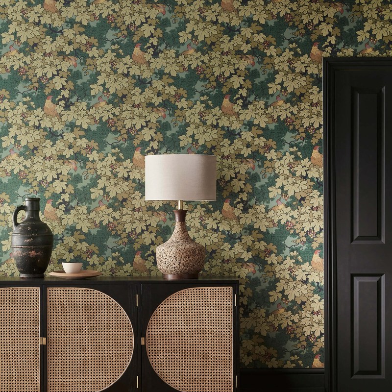 Little Greene Vine wallpaper in Verde — room view