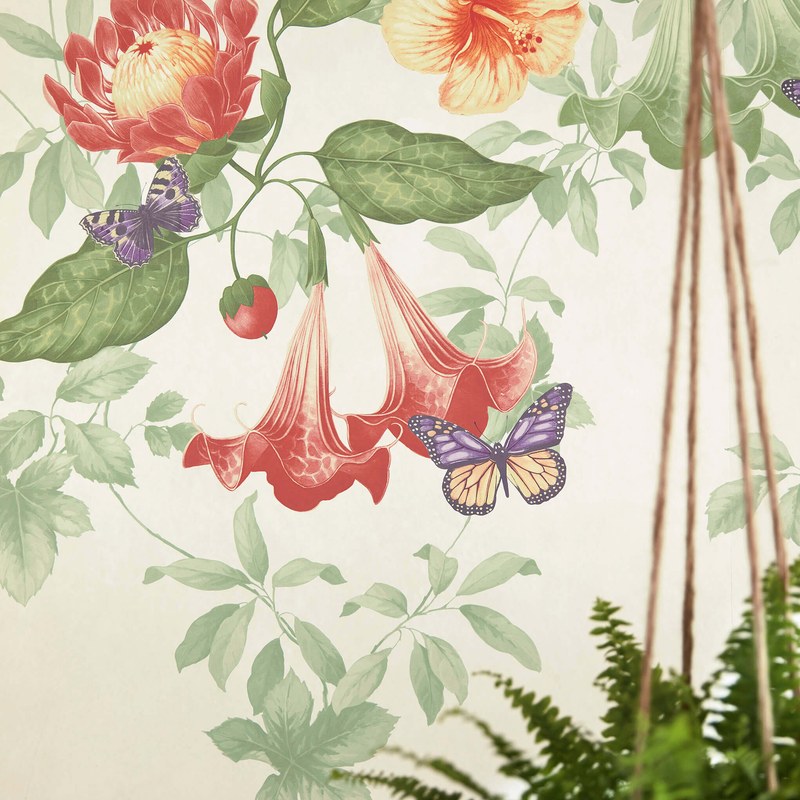 Little Greene Asterid wallpaper in Lantern — alternate room view