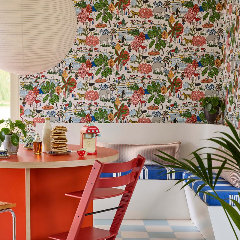 Little Greene Animal Kingdom wallpaper in Atomic — alternate room view