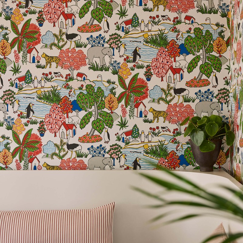 Little Greene Animal Kingdom wallpaper in Atomic — detail