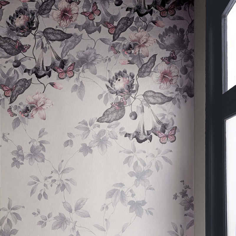 Little Greene Asterid wallpaper in Nightshade — alternate room view