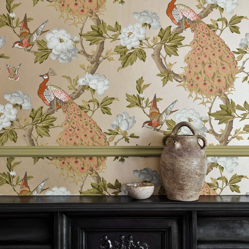 Little Greene Pavona wallpaper in Gina — detail