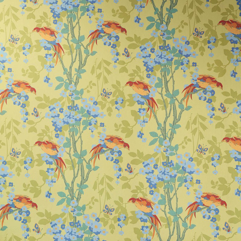 Little Greene Loriini wallpaper in Jasper — alternate room view