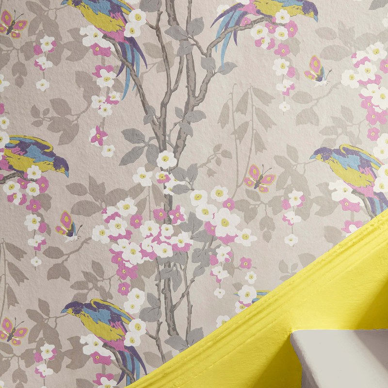 Little Greene Loriini wallpaper in Dorian — detail