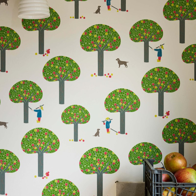 Little Greene Rodney Street wallpaper in Sage & Onions — detail