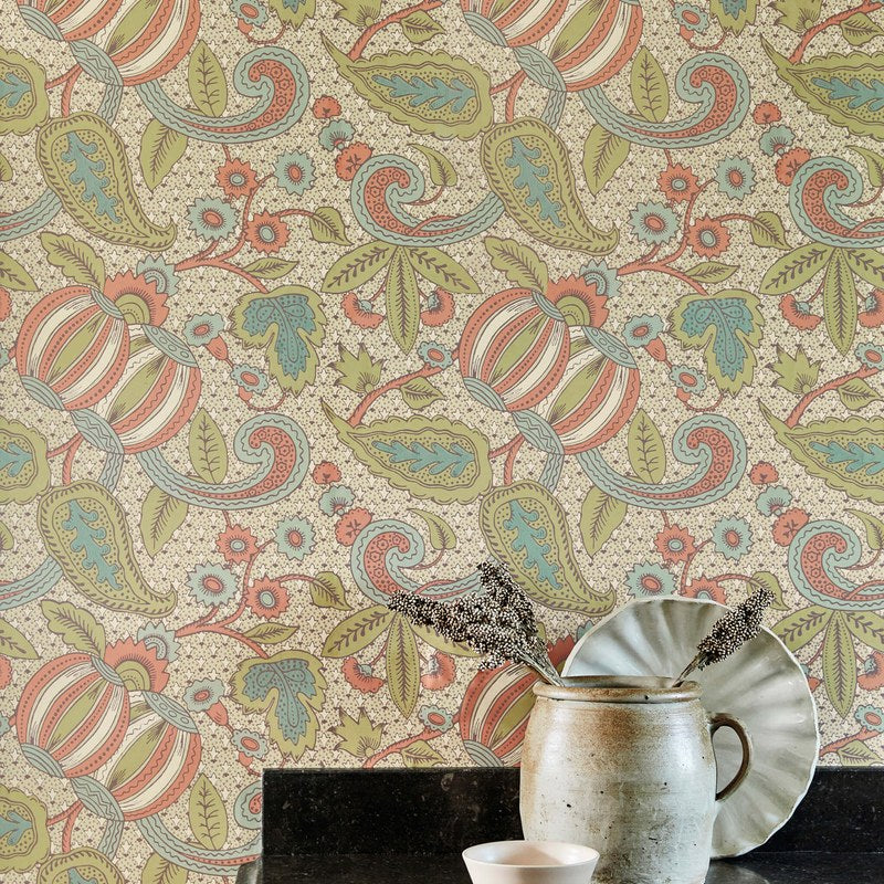 Little Greene Pomegranate wallpaper in Bazaar — detail