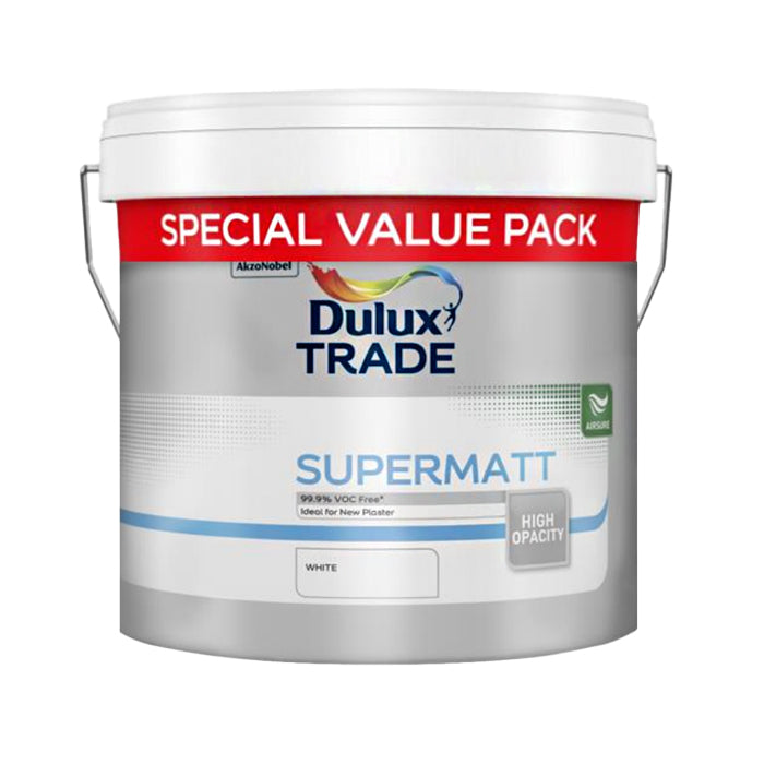 Dulux Trade Supermatt White 12L - SPECIAL VALUE PACK