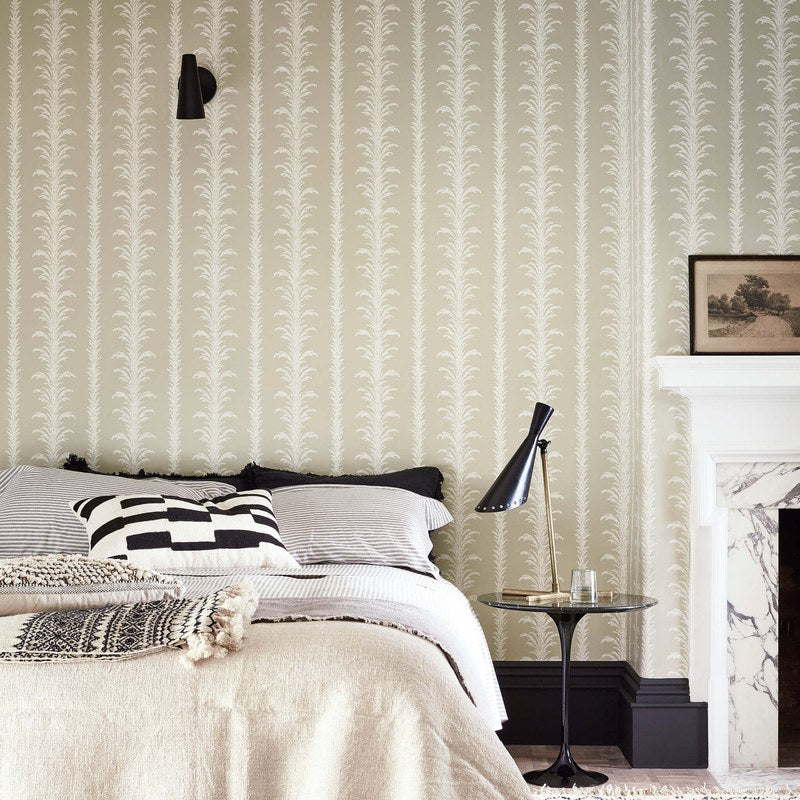 Little Greene Lauderdale wallpaper in Stone — room view