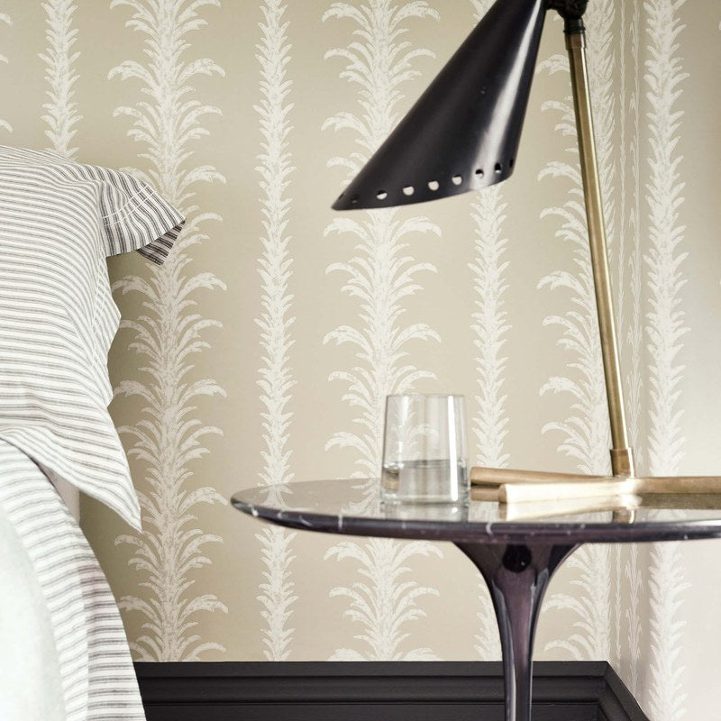 Little Greene Lauderdale wallpaper in Stone — detail