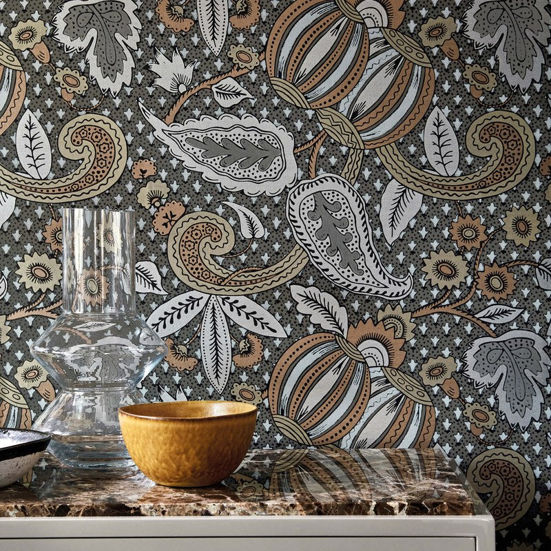 Little Greene Pomegranate wallpaper in Prophet — detail