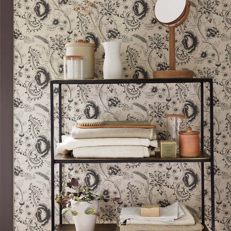 Little Greene Woodblock Mono wallpaper in Knightsbridge — detail