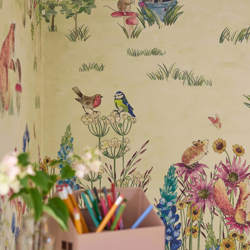 Little Greene Potter's Woodland wallpaper in Spring — detail